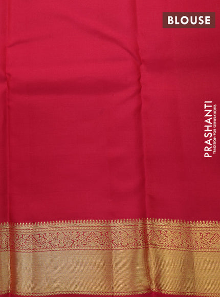 Pure kanchipuram silk saree lime yellow and pink with allover zari checks & buttas and zari woven border