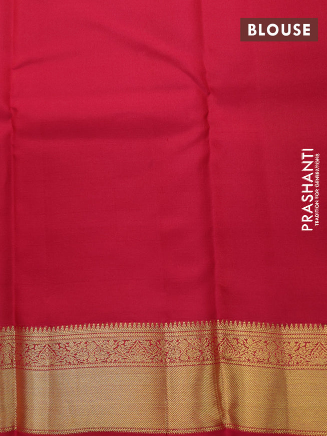 Pure kanchipuram silk saree lime yellow and pink with allover zari checks & buttas and zari woven border