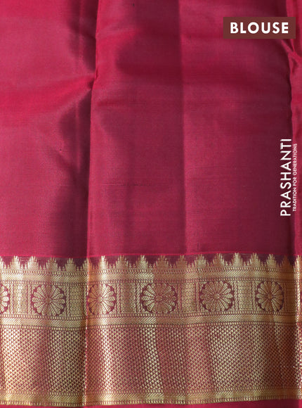 Pure kanchipuram silk saree black and maroon with allover zari weaves and zari woven border