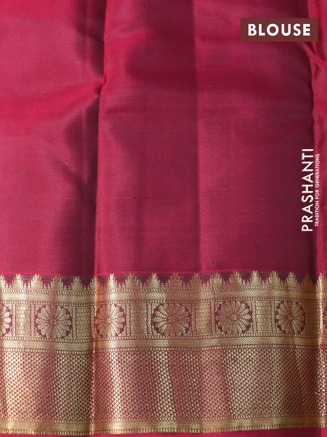 Pure kanchipuram silk saree black and maroon with allover zari weaves and zari woven border