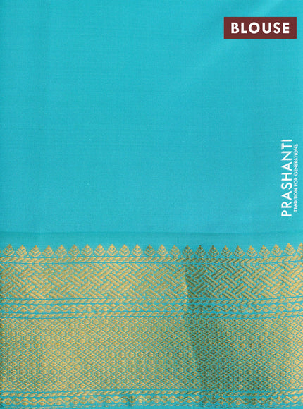 Pure kanchipuram silk saree mustard yellow lavender and teal blue shade with allover zari stripe pattern and zari woven korvai border