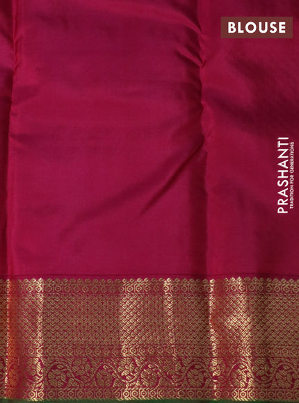 Pure kanchipuram silk saree pista green and pink with zari woven buttas and zari woven korvai border