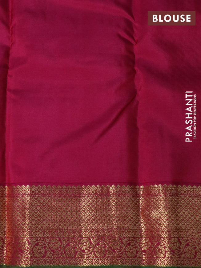 Pure kanchipuram silk saree pista green and pink with zari woven buttas and zari woven korvai border