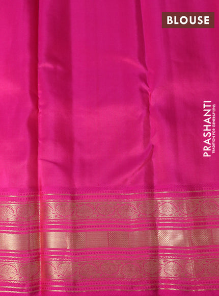 Pure kanchipuram silk saree dual shade of pinkish orange and pink with zari woven buttas and rich zari woven border