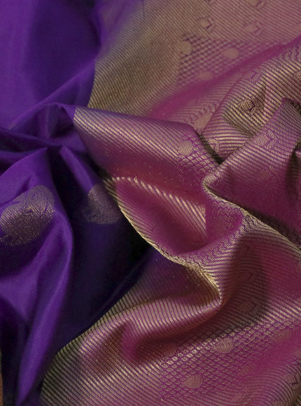 Pure kanchipuram silk saree violet and purple with annam zari woven buttas and long annam zari woven border