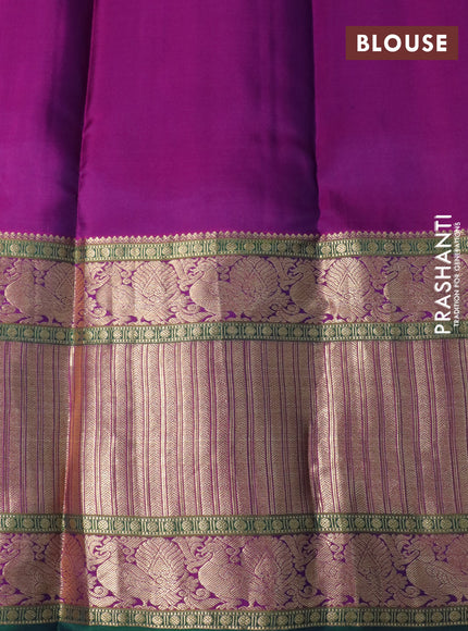 Pure kanchipuram silk saree violet and purple with annam zari woven buttas and long annam zari woven border