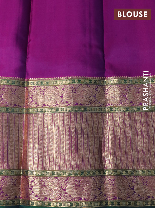 Pure kanchipuram silk saree violet and purple with annam zari woven buttas and long annam zari woven border