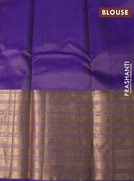 Pure kanchipuram silk saree baby pink and dual shade of blue with allover zari weaves and long zari woven border