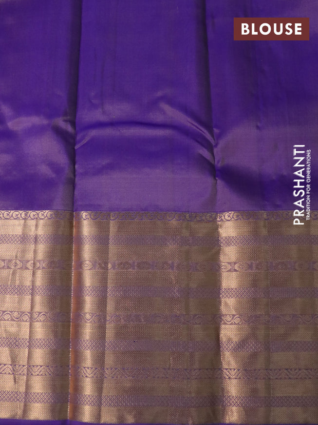 Pure kanchipuram silk saree baby pink and dual shade of blue with allover zari weaves and long zari woven border