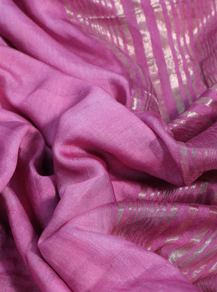 Muslin silk saree magenta pink and cream with allover prints and rettapet zari woven floral printed border