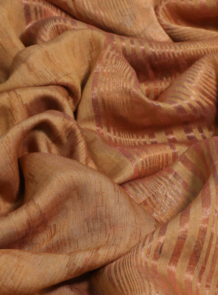 Muslin silk saree mustard yellow and beige with allover ikat weaves and rettapet zari woven printed border