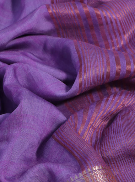 Muslin silk saree violet and off white with checked pattern and rettapet zari woven printed border