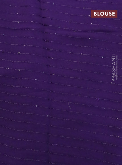 Semi georgette saree deep violet with allover prints & sequin work in borderless style