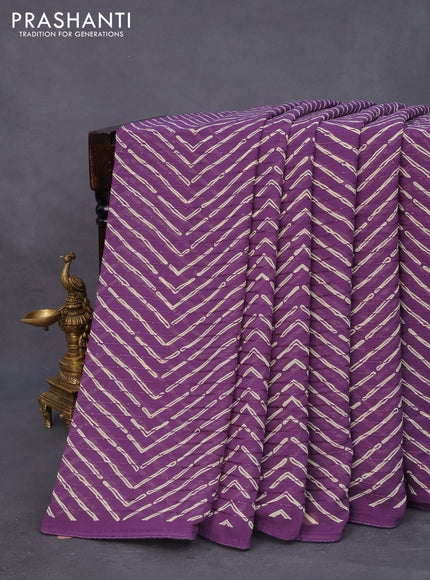 Semi georgette saree violet with allover prints & sequin work in borderless style