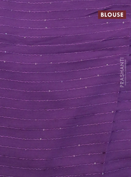 Semi georgette saree violet with allover prints & sequin work in borderless style