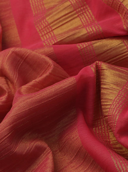 Crushed tissue saree peach pink with plain body and paisley zari woven border