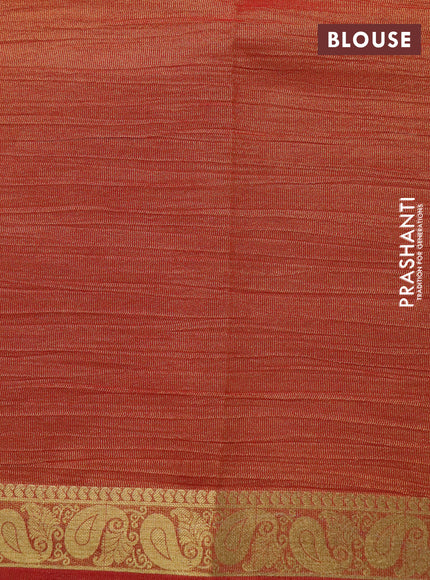 Crushed tissue saree red shade with plain body and paisley zari woven border