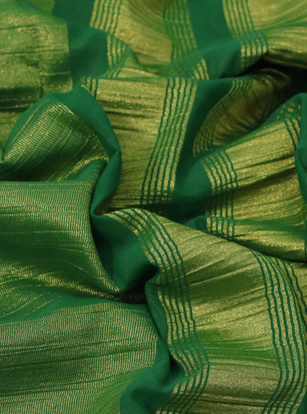 Crushed tissue saree dual shade of green with plain body and zari woven border