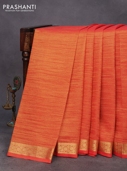 Crushed tissue saree red with plain body and zari woven border