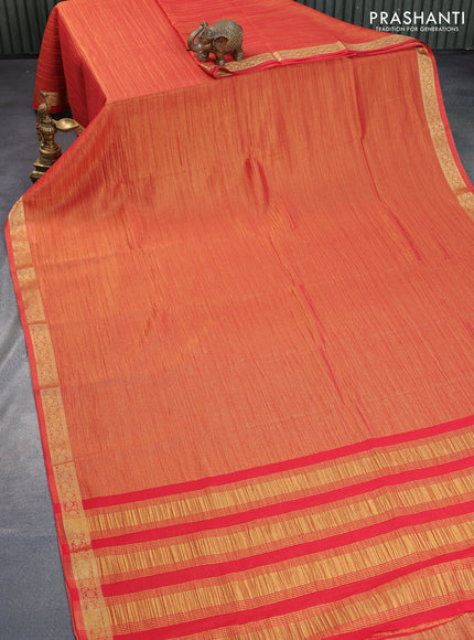 Crushed tissue saree red with plain body and zari woven border