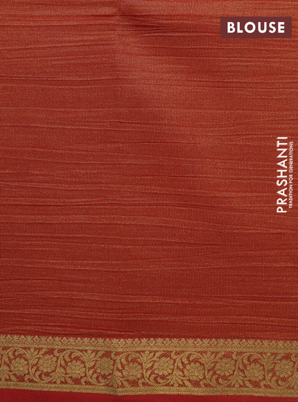 Crushed tissue saree red with plain body and zari woven border