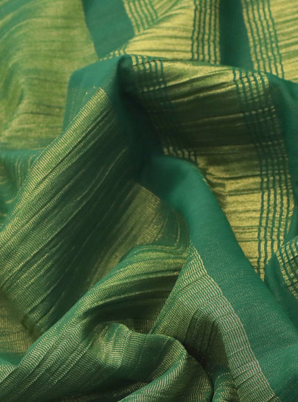 Crushed tissue saree green with plain body and zari woven border