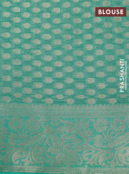 Crushed tissue saree green with allover zari woven buttas and zari woven floral border