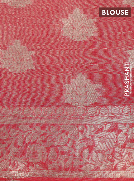 Crushed tissue saree red with zari woven buttas and zari woven floral border