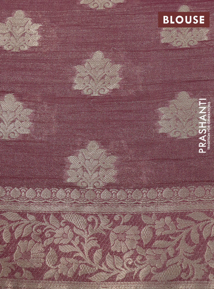 Crushed tissue saree dual shade of maroon with zari woven buttas and zari woven floral border