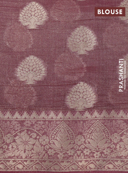 Crushed tissue saree wine shade with zari woven buttas and zari woven floral border