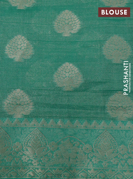 Crushed tissue saree green with zari woven buttas and zari woven floral border