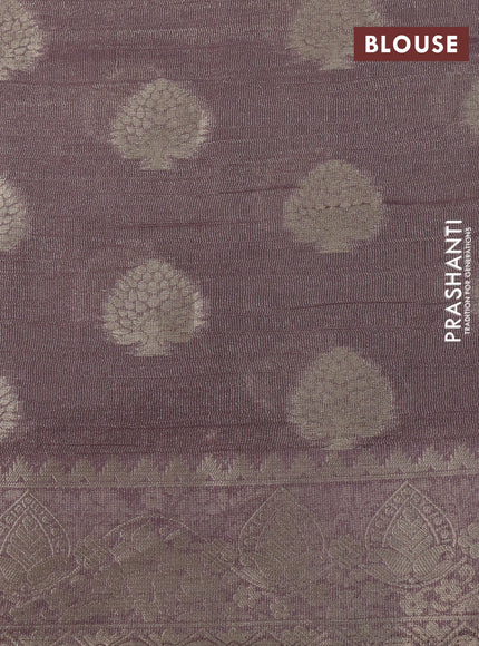 Crushed tissue saree mild purple with zari woven buttas and zari woven floral border