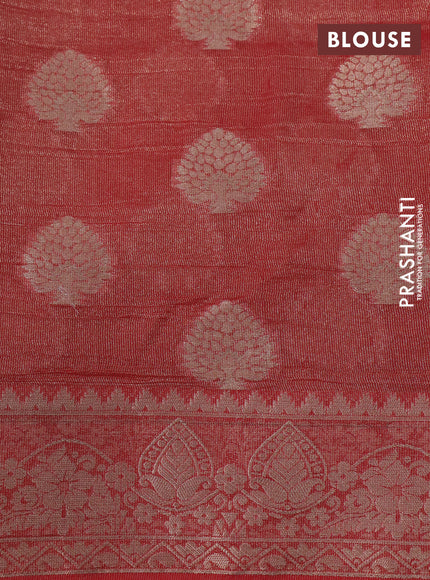 Crushed tissue saree red with zari woven buttas and zari woven floral border