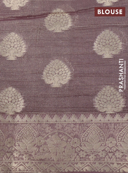 Crushed tissue saree wine shade with zari woven buttas and zari woven floral border