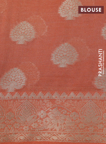 Crushed tissue saree orange with zari woven buttas and zari woven floral border