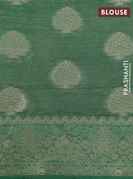 Crushed tissue saree green with zari woven buttas and zari woven floral border