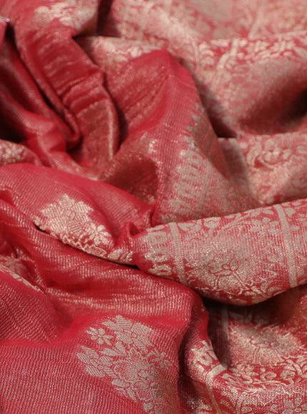 Crushed tissue saree red with zari woven buttas and zari woven floral border