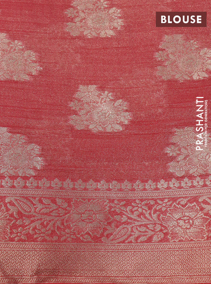 Crushed tissue saree red with zari woven buttas and zari woven floral border