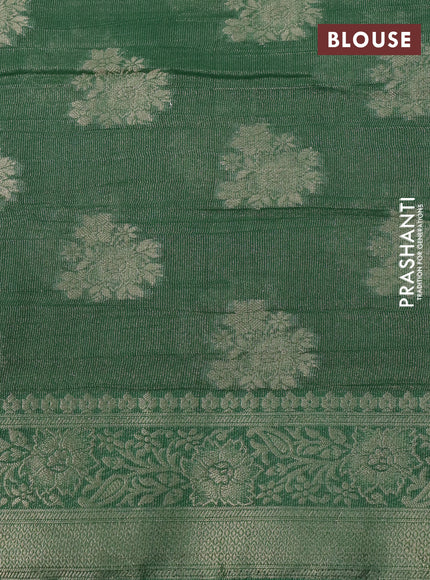 Crushed tissue saree green with zari woven buttas and zari woven floral border