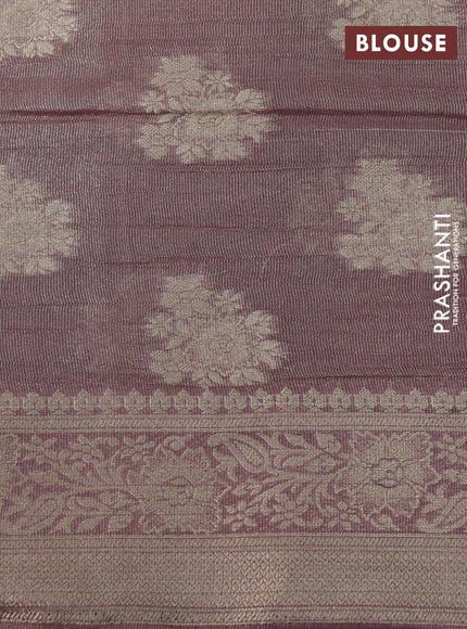 Crushed tissue saree wine shade with zari woven buttas and zari woven floral border