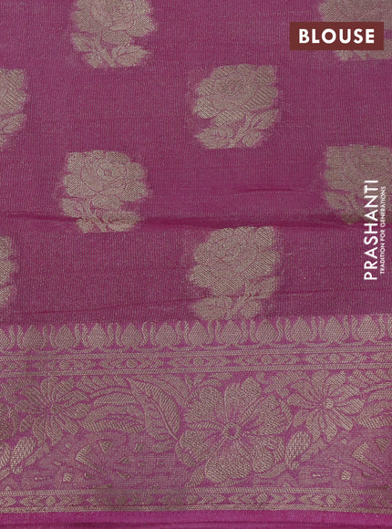 Crushed tissue saree light pink with zari woven floral buttas and zari woven floral border