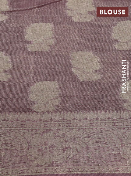 Crushed tissue saree brown with zari woven floral buttas and zari woven floral border