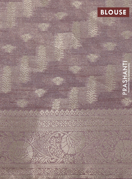 Crushed tissue saree brown shade with allover zari woven buttas and zari woven floral border