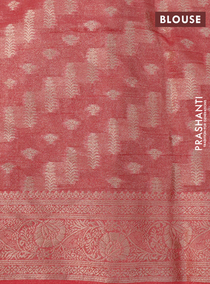 Crushed tissue saree red with allover zari woven buttas and zari woven floral border