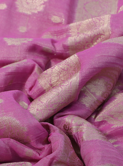 Crushed tissue saree light pink with allover zari woven buttas and zari woven border