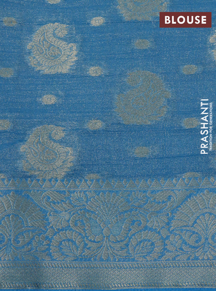 Crushed tissue saree cs blue with allover zari woven buttas and zari woven border