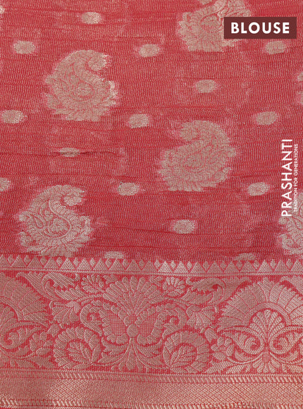 Crushed tissue saree red with allover zari woven buttas and zari woven border