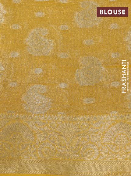 Crushed tissue saree yellow with allover zari woven buttas and zari woven border