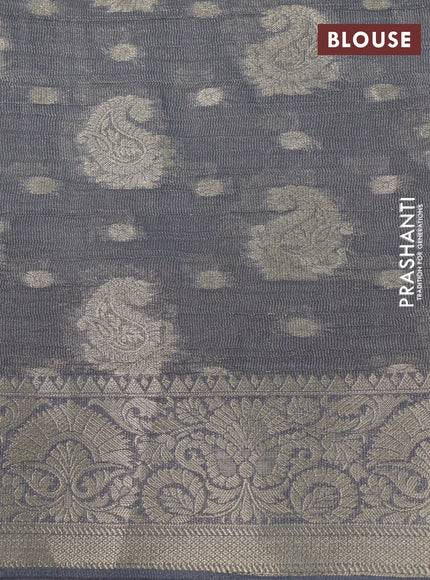 Crushed tissue saree grey with allover zari woven buttas and zari woven border