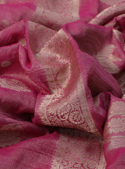 Crushed tissue saree pink with allover zari woven buttas and zari woven border